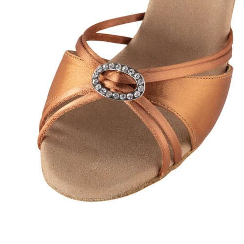 Rummos Ladies Latin Dance Shoes Elite Bella 048 - Material: Satin - Colour: Dark Tan - Width: Normal - Heel: 60R Flare - Size: EUR 38.5