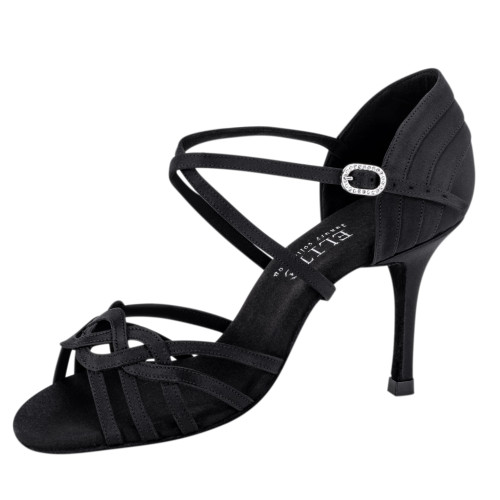 Rummos Ladies Latin Dance Shoes Elite Gaia 041 - Material: Satin Black - Width: Normal - Heel: 80E Stiletto - Size: EUR 36