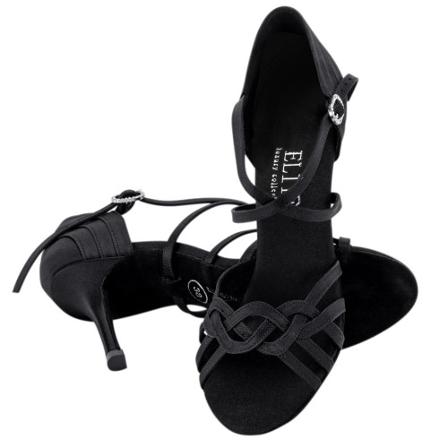 Rummos Mulheres Latino Sapatos de dança Elite Gaia 041 - Material: Cetim - Cor: Preto - Largura: Normal - Salto: 80E Stiletto - Tamanho: EUR 36