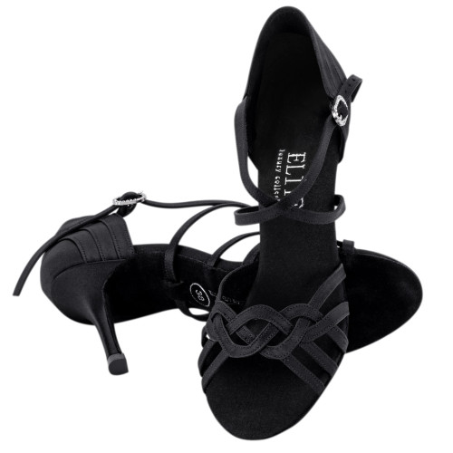 Rummos Ladies Latin Dance Shoes Elite Gaia 041 - Material: Satin Black - Width: Normal - Heel: 80E Stiletto - Size: EUR 36