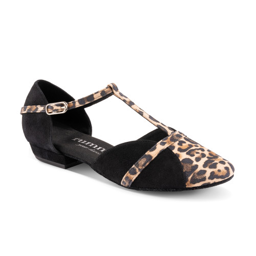 Rummos Dames Dansschoenen Ivy 024-T20 - Nubuck Zwart/Leopard - 2 cm