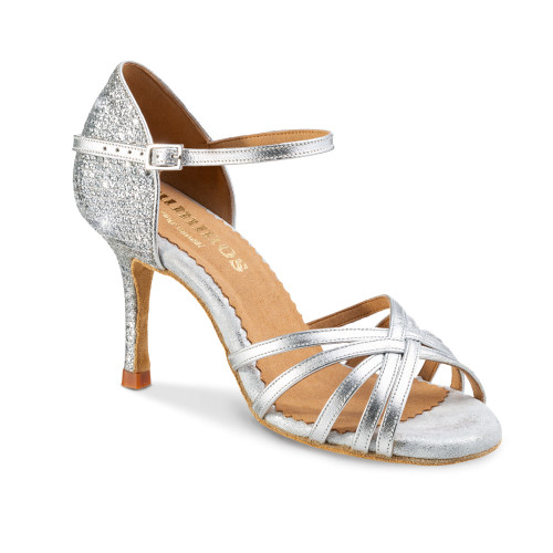 Rummos Mujeres Zapatos de Baile Marylin - Plateado Cuero/GlitterLux -  8 cm
