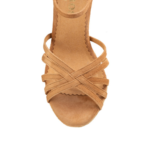 Rummos Women´s dance shoes Marylin - Nubuck/Leather LigBrown/CobalLamu - 8 cm