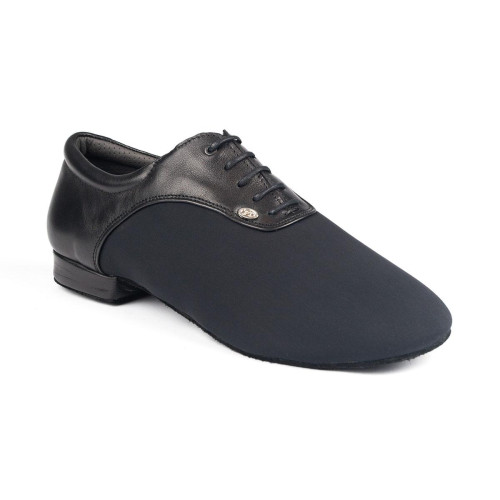 PortDance Hombres Zapatos de Baile PD030 - Neopren/Cuero Negro - 2 cm