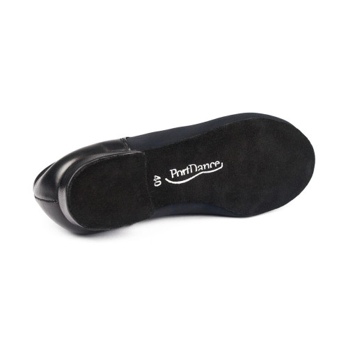 PortDance Hombres Zapatos de Baile PD030 - Neopren/Cuero Negro - 2 cm