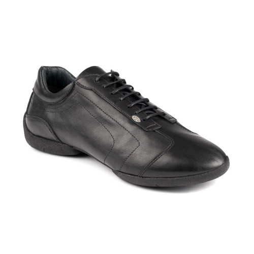 PortDance Hombres Dance Sneakers PD035 - Cuero Negro - 1,5 cm