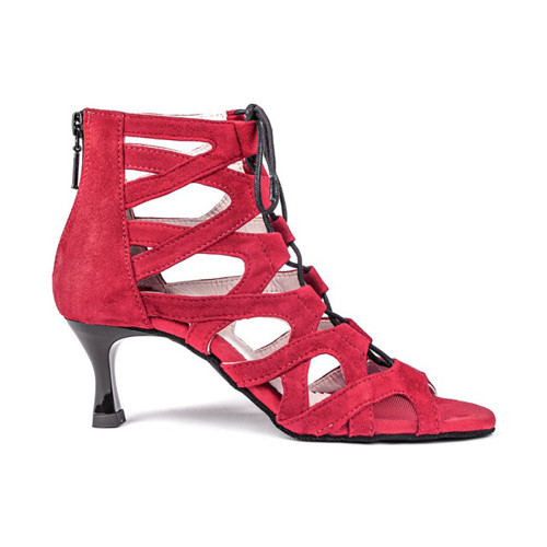 PortDance Damen Tanzschuhe PD804N - Farbe: Rot - Absatz: 5 cm Flare (klein) - Größe: EUR 40