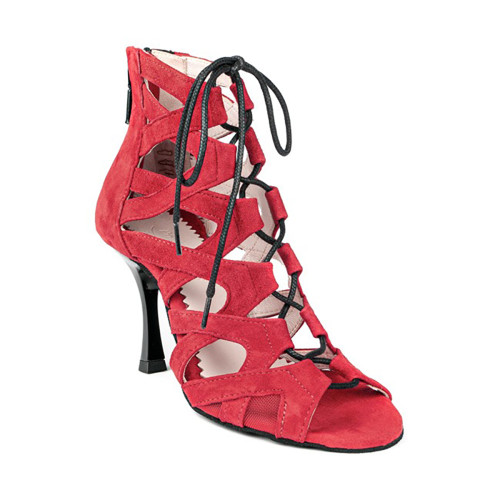 PortDance Damen Tanzschuhe PD804N - Farbe: Rot - Absatz: 7 cm Flare (klein) - Größe: EUR 39