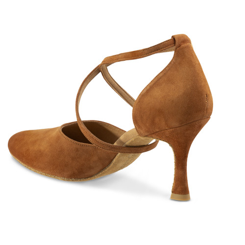 Rummos Mulheres Sapatos de Dança R329 - Nobuk Castanho - 7 cm