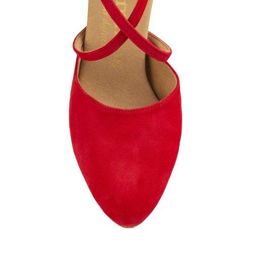 Rummos Mulheres Sapatos de Dança R329 - Nobuk Vermelho - 7 cm