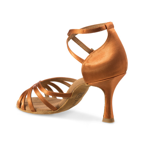 Rummos Mulheres Sapatos de Dança R332 - Cetim Dark Tan - 7 cm
