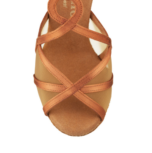 Rummos Women´s dance shoes R365 - Satin Dark Tan - 7 cm