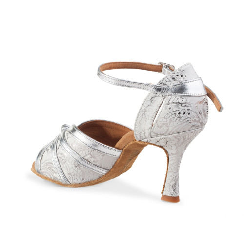 Rummos Mulheres Sapatos de dança R367 - Pele Branco/Prata - 7 cm