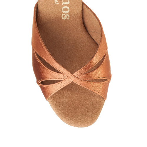 Rummos Mulheres Sapatos de Dança R385 - Cetim Dark Tan - 7 cm