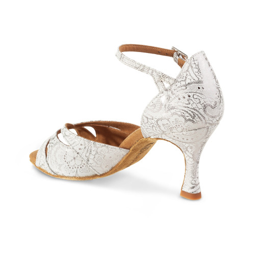 Rummos Dames Dansschoenen R385 - Leer White Flower - 6 cm