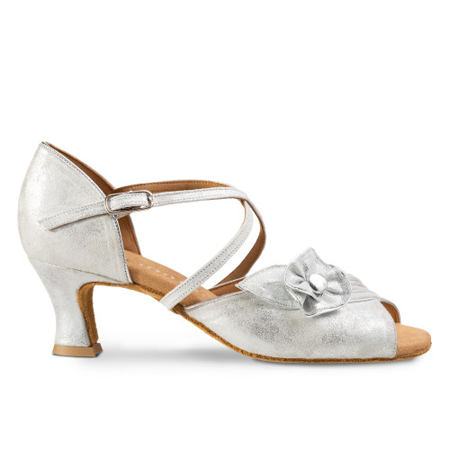 Rummos Mulheres Sapatos de Dança R510 - Pele Prata - 5 cm