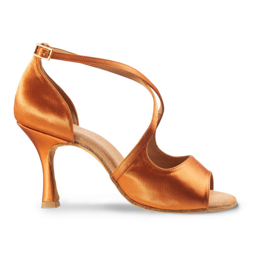 Rummos Dames Dansschoenen R545 - Satijn Dark Tan - 7 cm