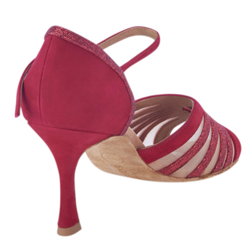 Rummos Mulheres Sapatos de Dança R563 - Nubuck/Glitter Vermelha