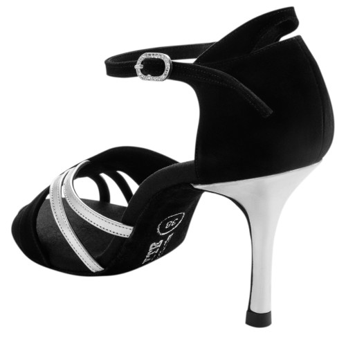 Rummos Mujeres Latino Zapatos de Baile Elite Athena 024/009 - Material: Nubuck/Cuero - Color: Negro/Plateado - Anchura: Normal - Tacón: 80E Stiletto - Talla: EUR 38.5