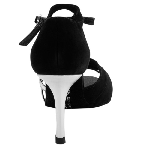 Rummos Mulheres Latino Sapatos de dança Elite Athena 024/009 - Material: Nubuck/Pele - Cor: Preto/Prata - Largura: Normal - Salto: 80E Stiletto - Tamanho: EUR 36