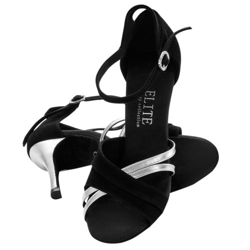 Rummos Mulheres Latino Sapatos de dança Elite Athena 024/009 - Material: Nubuck/Pele - Cor: Preto/Prata - Largura: Normal - Salto: 80E Stiletto - Tamanho: EUR 36