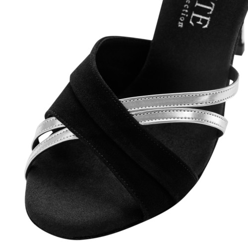 Rummos Mujeres Latino Zapatos de Baile Elite Athena 024/009 - Material: Nubuck/Cuero - Color: Negro/Plateado - Anchura: Normal - Tacón: 80E Stiletto - Talla: EUR 40.5