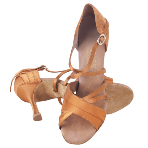 Rummos Dames Latin Dansschoenen Elite Athena 048 - Materiaal: Satijn - Kleur: Dark Tan - Bredee: Normal - Hak: 70R Flare - Grootte: EUR 37