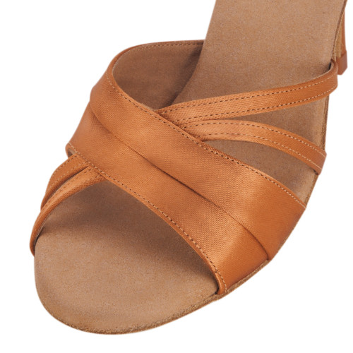 Rummos Damen Tanzschuhe Elite Athena 048 - Obermaterial: Satin - Farbe: Dark Tan - Weite: Normal - Absatz: 80E Stiletto - Größe: EUR 38,5