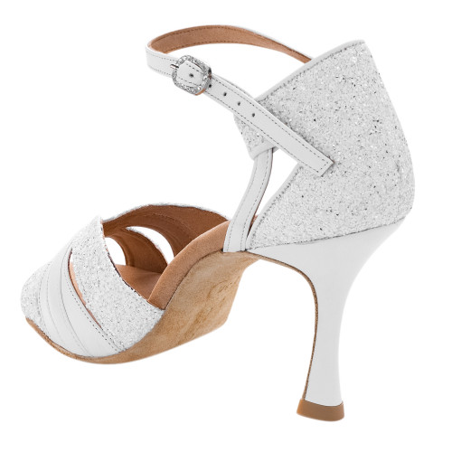 Rummos Dames Latin Dansschoenen Elite Aura - Materiaal: Leer/Glitter - Kleur: Wit - Bredee: Normal - Hak: 70R Flare - Grootte: EUR 38