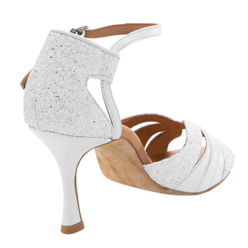 Rummos Ladies Latin Dance Shoes Elite Aura - Material: Leather/Glitter - Colour: White - Width: Normal - Heel: 70R Flare - Size: EUR 38