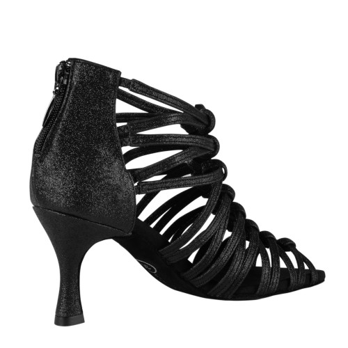 Rummos Donne Scarpe da Ballo Bachata 01 - Brillantini Nero - 6 cm