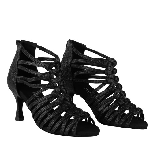 Rummos Mujeres Zapatos de Baile Bachata 01 - Glitter Negro - Normal - 60R Flare - EUR 37