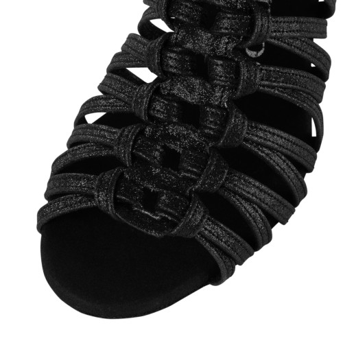 Rummos Mujeres Zapatos de Baile Bachata 01 - Purpurina Negro - 6 cm
