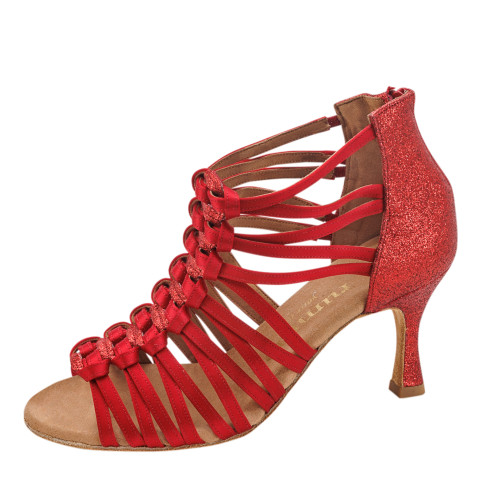 Rummos Mujeres Zapatos de Baile Bachata 01 - Satén Rojo - 6 cm