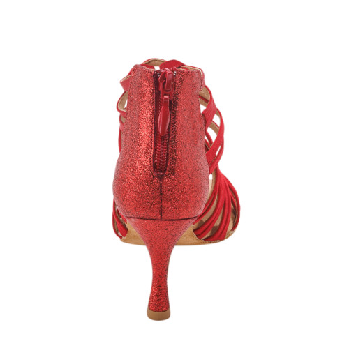 Rummos Femmes Chaussures de Danse Bachata 01 - Satin Rouge - 6 cm