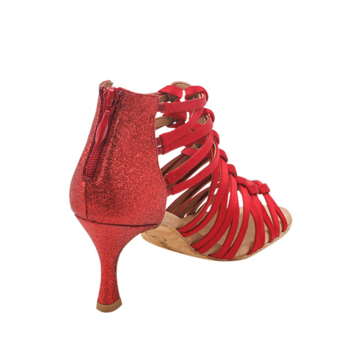 Rummos Mujeres Zapatos de Baile Bachata 01 - Satén Rojo - 6 cm