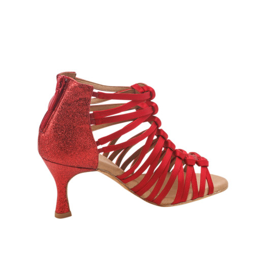 Rummos Mujeres Zapatos de Baile Bachata 01 - Satén Rojo - 6 cm