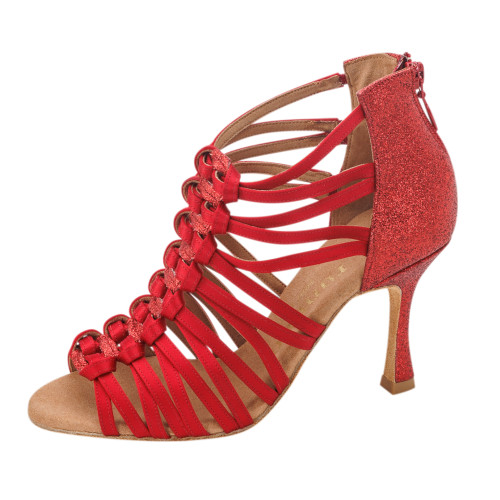 Rummos Mujeres Zapatos de Baile Bachata 01 - Satén Rojo - 7 cm