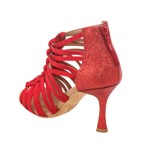 Rummos Mujeres Zapatos de Baile Bachata 01 - Satén Rojo - 7 cm