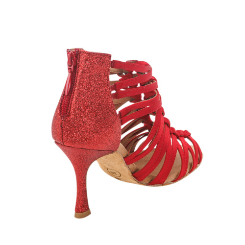 Rummos Mujeres Zapatos de Baile Bachata 01 - Satén Rojo - 7 cm