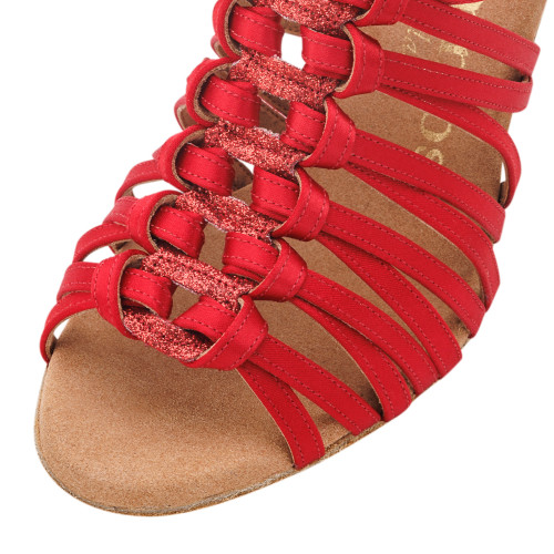 Rummos Dames Dansschoenen Bachata 01 - Satijn Rood - 7 cm