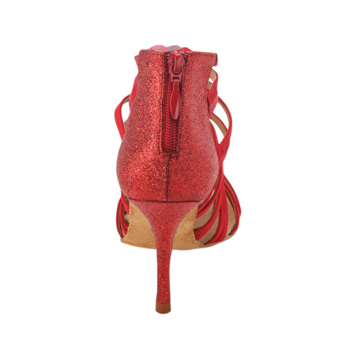 Rummos Mujeres Zapatos de Baile Bachata 01 - Satén Rojo - 8 cm