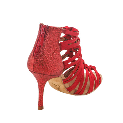 Rummos Mujeres Zapatos de Baile Bachata 01 - Satén Rojo - 8 cm