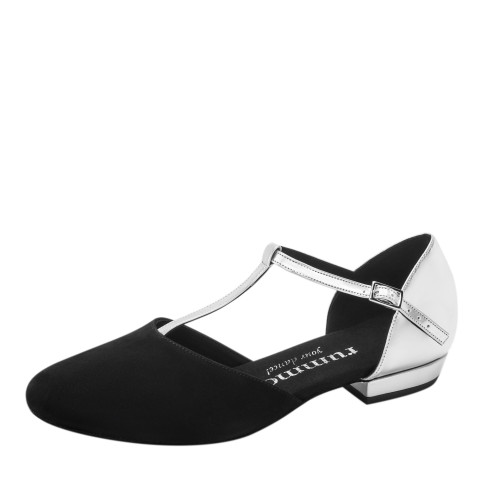 Rummos Mulheres Sapatos de Dança Carol - Pele/Nobuk Preto/Prata - 2 cm