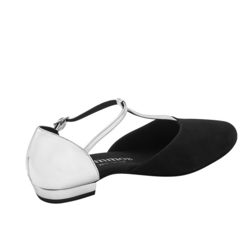 Rummos Femmes Chaussures de Danse Carol - Cuir/Nubuck Noir/Argent - 2 cm