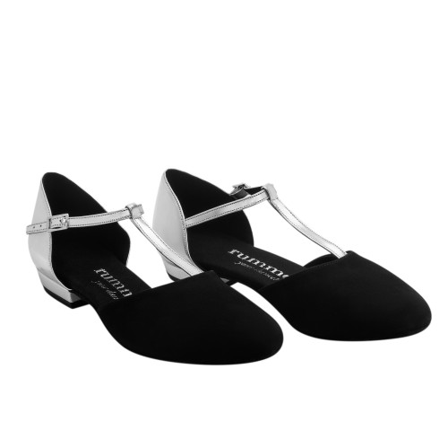 Rummos Mulheres Sapatos de Dança Carol - Pele/Nobuk Preto/Prata - 2 cm