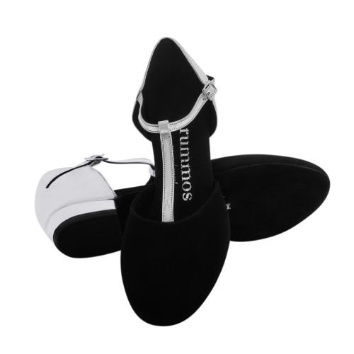 Rummos Mujeres Zapatos de Baile Carol - Cuero/Nobuk Negro/Plateado - 2 cm