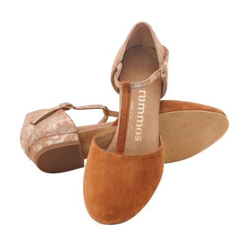 Rummos Damen Tanzschuhe Carol - Leder/Nubuck Braun/Tan - Normal - 20 Block - EUR 38.5