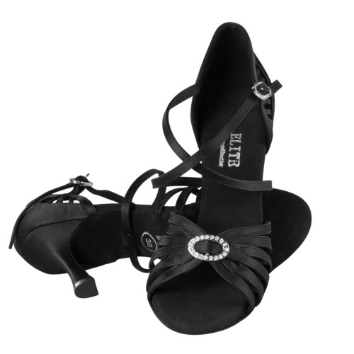 Rummos Femmes Chaussures de Danse Elite Celine 041 - Satin Noir - 7 cm