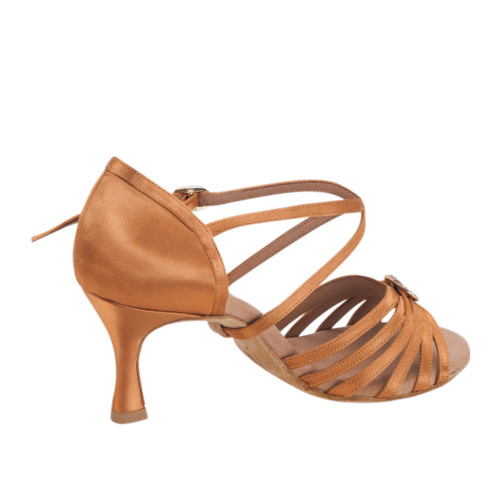 Rummos Damen Tanzschuhe Elite Celine 048 - Satin Dark Tan - 6 cm